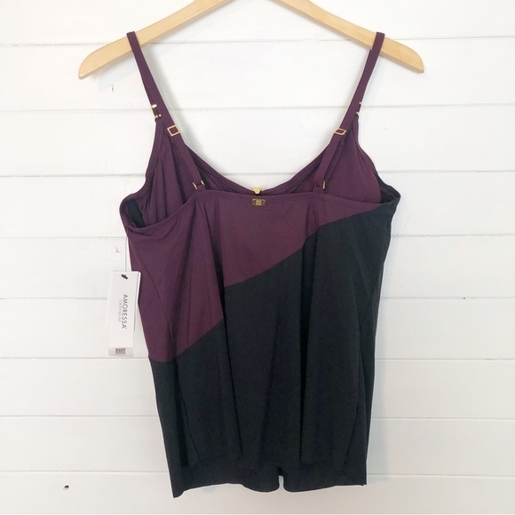 Amoressa Phantom Lauren Tankini Top Plum Wine Purple Black Swim - Picture 5 of 8